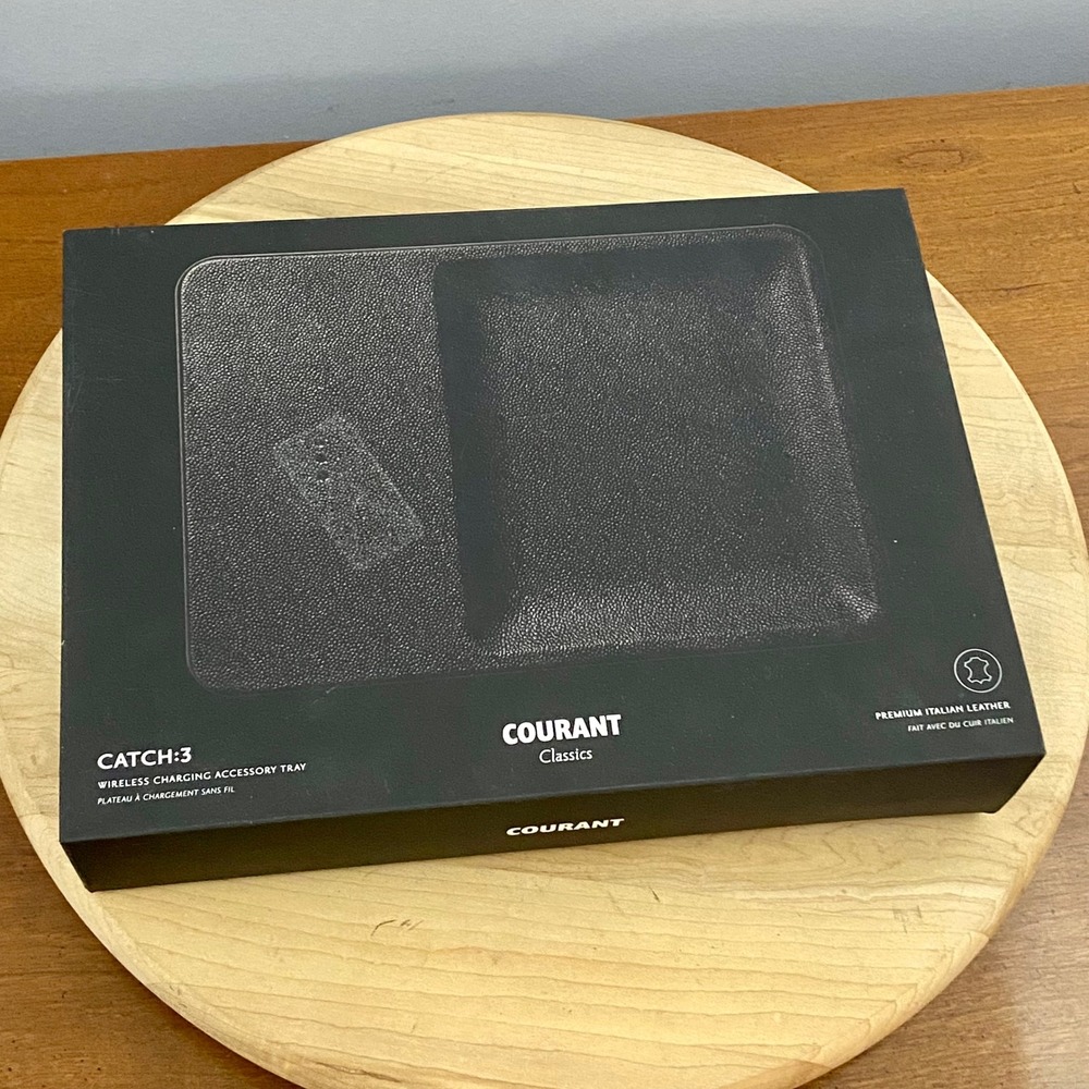 Courant Catch:3 Classics Black Leather Wireless Charger Valet Tray TESTED WORKS